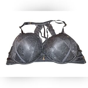 Cacique Black Floral Lace Boost Plung Bra